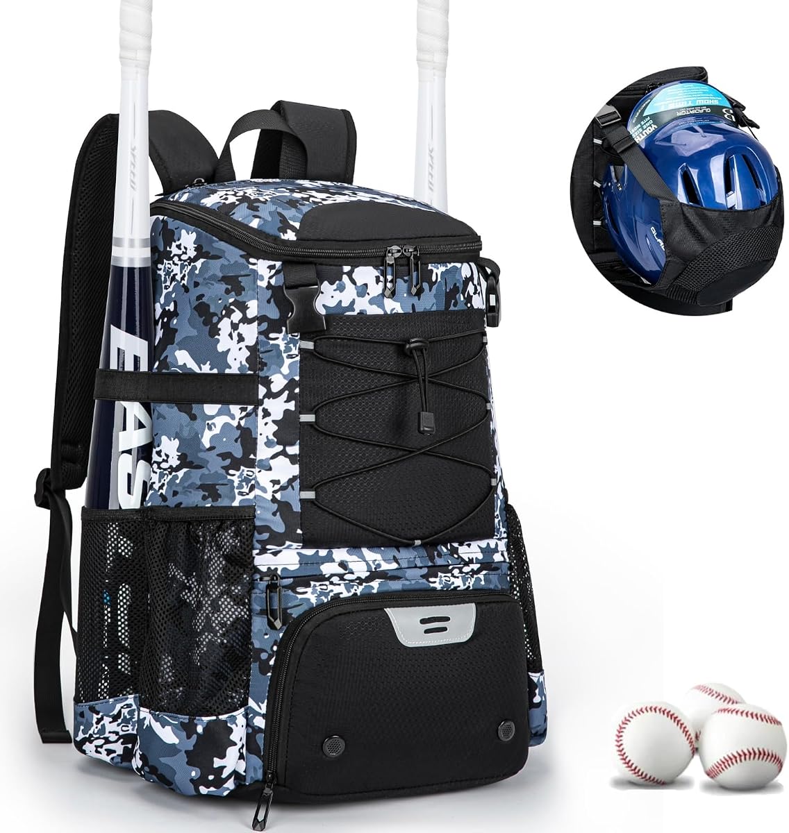 KAVIGOR Baseball Bag for Youth and Adult, Softball Backpack 40L Large Capacity, Bat Backpack with Shoes Compartment and Hidden Helmet Holder