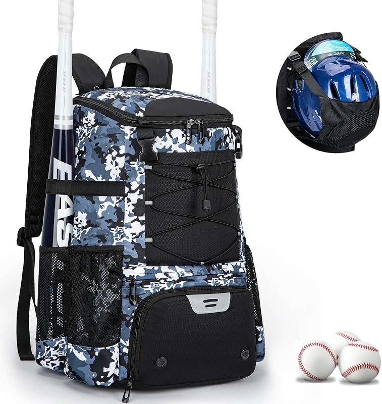KAVIGOR Baseball Bag for Youth and Adult, Softball Backpack 40L Large Capacity, Bat Backpack with Shoes Compartment and Hidden Helmet Holder