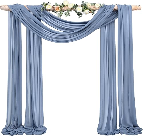 Wedding Arch Draping Fabric,1 Panel 28" x20ft Dusty Blue Wedding Arch Drapes for Ceremony Chiffon Fabric Drapes Arbor Drapery Wedding Arch Decorations for Reception Sheer Backdrop Curtains for Party