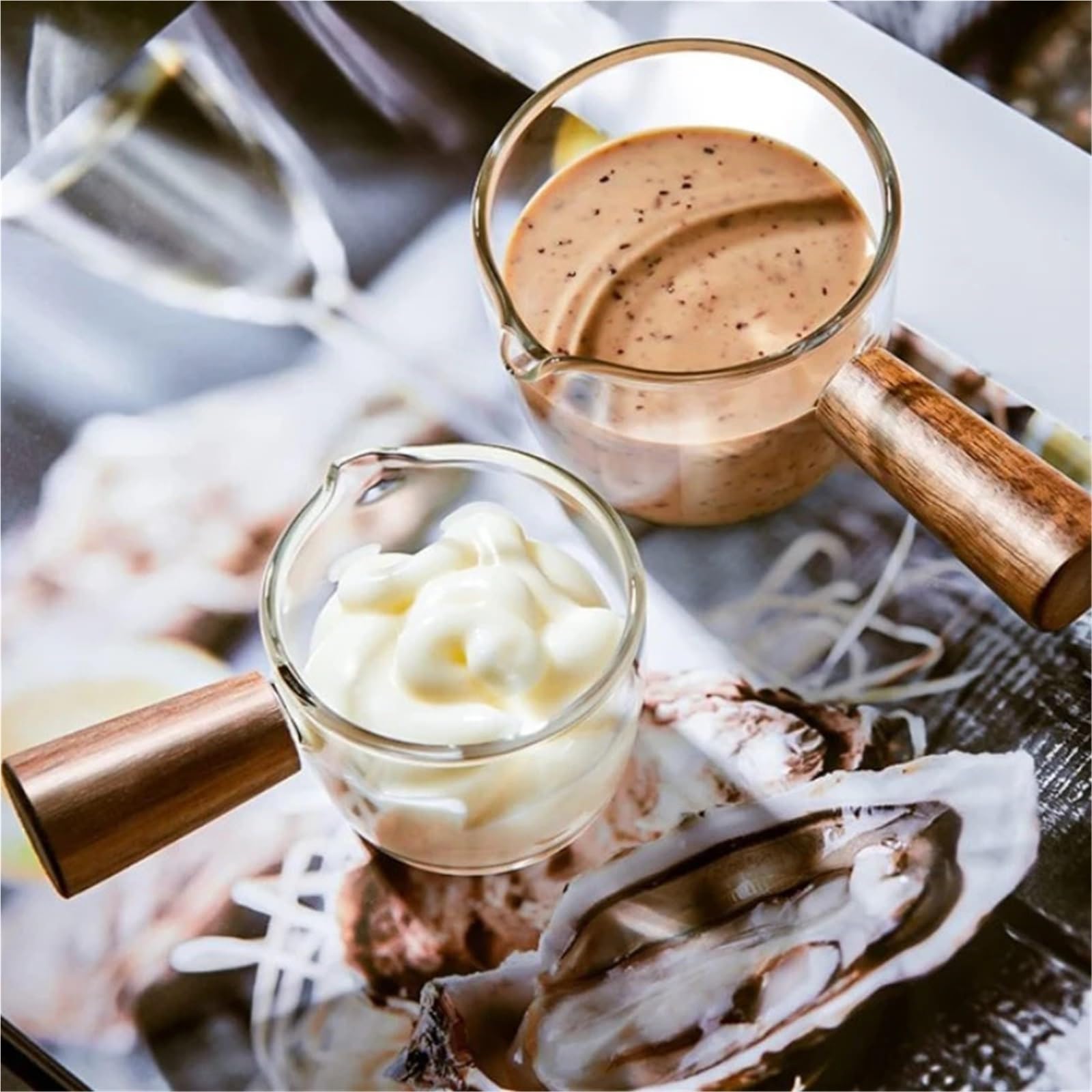 Tazza da caffè 3 pezzi 75 ml con tazza di dosaggio in vetro graduato Tazze manico in legno for barista caffettiera al latte Per Casa Cucina