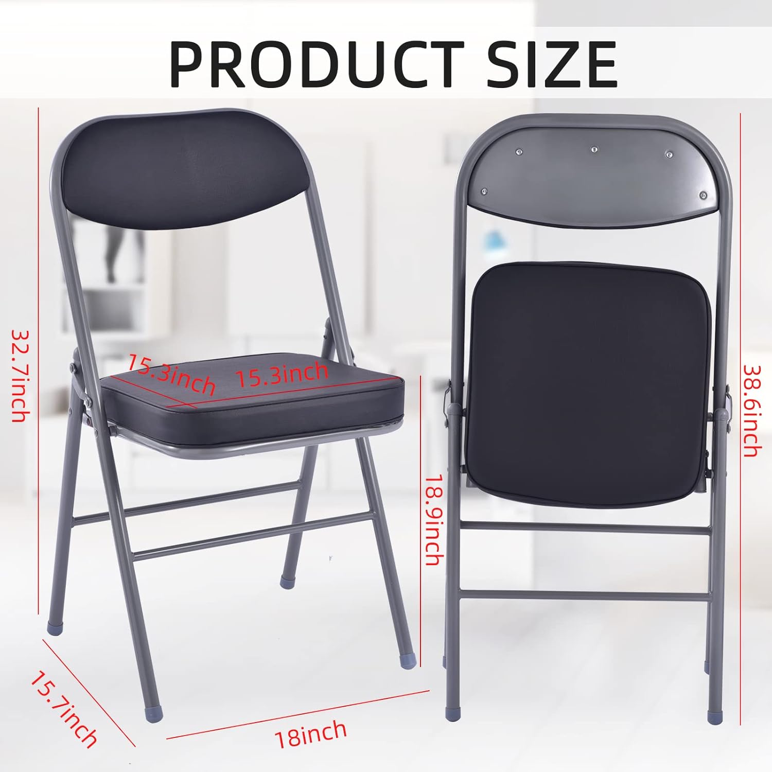 Black Thickened Cushion Folding Chair