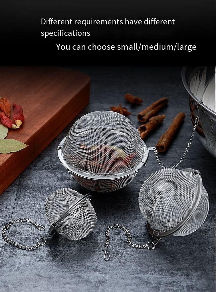 SHIDHMI 3Pcs Reusable Stainless Steel Tea Infuser for Loose Leaf Tea | Durable Chai Strainer with Handle | Easy-to-Clean Tea Steeper for Green Tea, Herbal Tea & Chai Brewing Infuser Ball 2