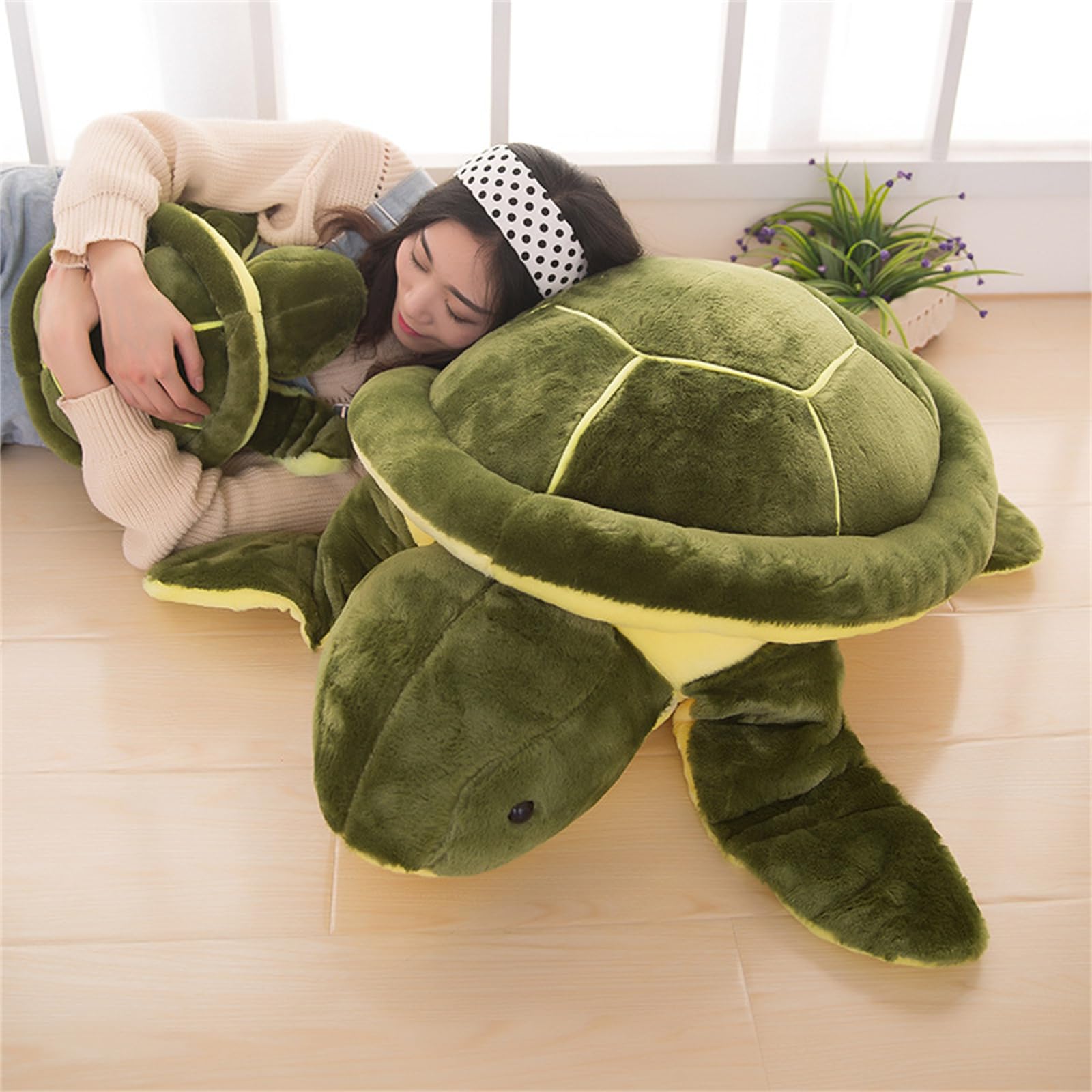 Schildkröte Kuscheltier, Große Plüschschildkröte Plüschtier - Weiches Flauschiges Grünes Kuscheltier (65 cm, Grün)