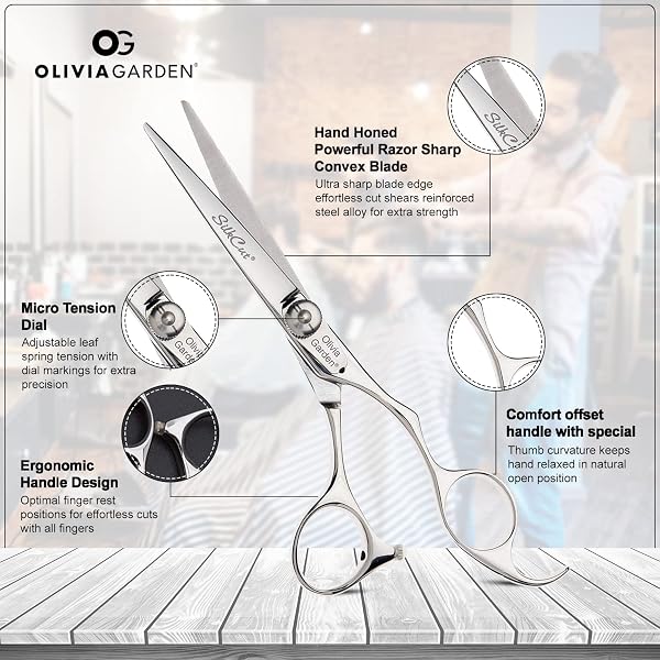 Olivia Garden Silkcut 5.75" - Forbici per Destri - Taglio di Precisione, Manico Ergonomico, per Parrucchieri Professionisti - 2