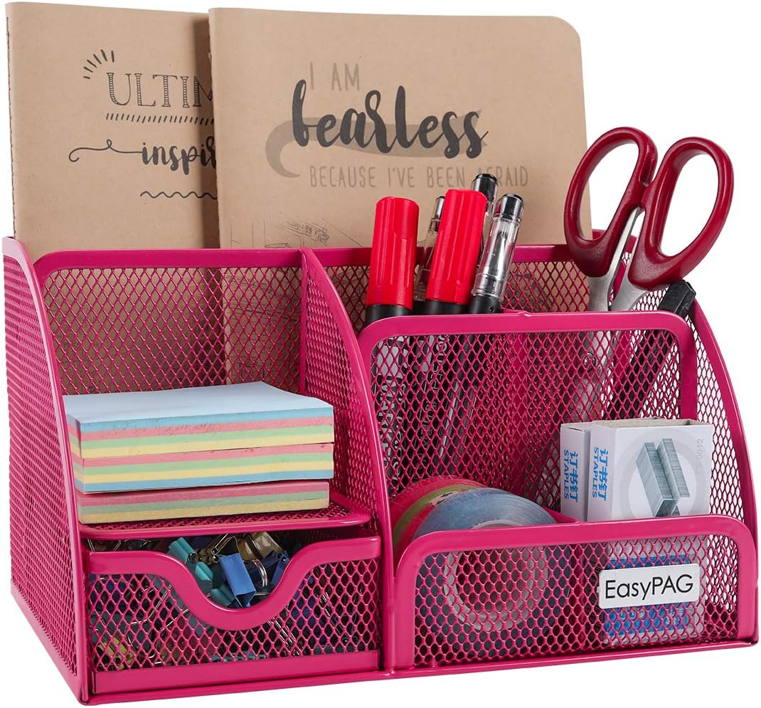 Amazon.com : Mesh Desk Organizer Office Supply Caddy Drawer with Pen ...