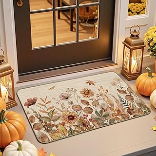 Fall Door Mat 17 x 30 Inch Autumn Floral Doormat for Fall Proch Decor Au...