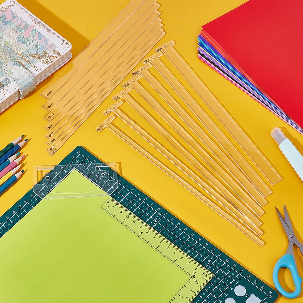 UNICRAFTALE 1 Set 17Pcs Book Binding Package Clear Bookbinding Easy Scrapbooking Tool T-Shaped Rulers Flexible Acrylic Bookbinding Templates for Scrapbooking Bookbinding Handmade Tools Supplies