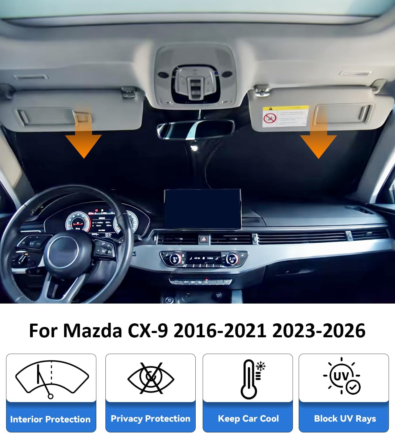 Windshield Sun Shade for Mazda CX-9 2016-2021 CX9 2023-2026 image 2