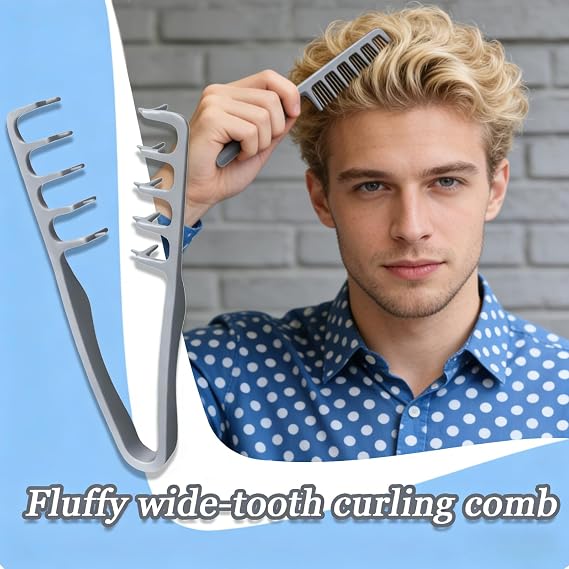 2Pcs Texture Comb, Volumizing Wide-Tooth Hair Styling Comb, Fluffy Roots Volume Tool Textured Styling Comb Wide Tooth Detanglers Texturising Combs for Bangs Hairdressing, Grooming Accessory