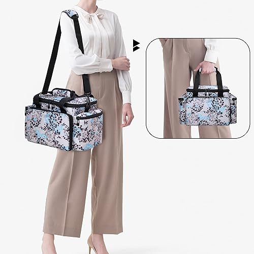 Miniatura 5 de CURMIO Organizador de accesorios de costura, bolsa de almacenamiento grande de suministros de costura con correa para el hombro para hilo de