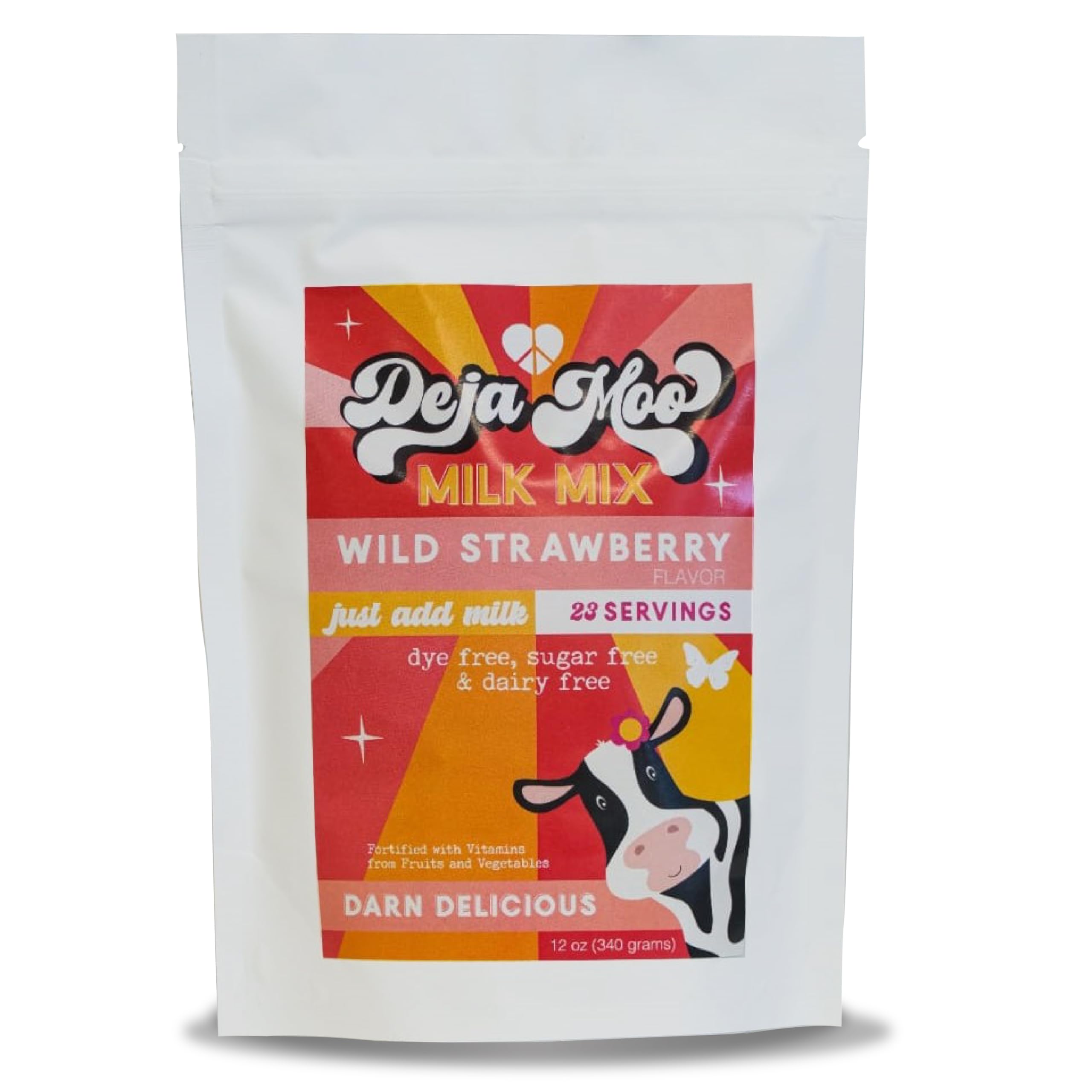 Deja Moo Sugar Free Powder Natural Milk Mix, 12 oz (Strawberry)