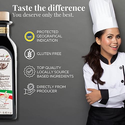 Miniatura 6 de FONDO MONTEBELLO - Combo de degustación de vinagre balsámico de Módena, 2 x 8.45 onzas líquidas (8.5 fl oz), vinagre balsámico certificado IGP, alta