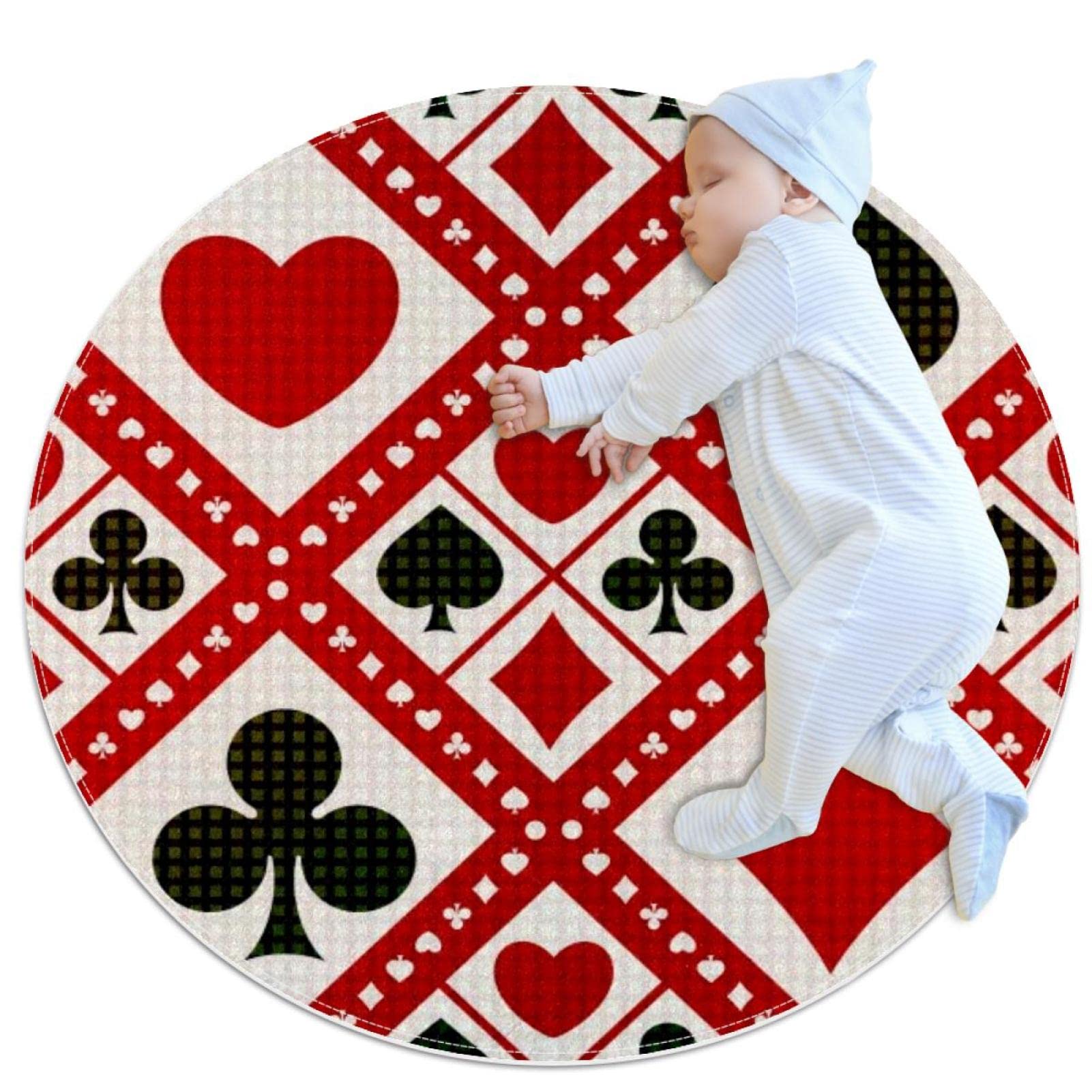 Tapis de salle de bain rond poker 1m antidérapant chambre lit