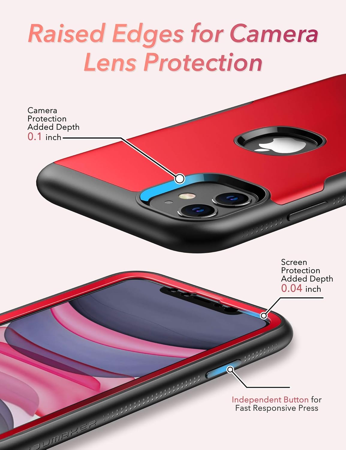 Creative Product YOUMAKER Metallic Designed for iPhone 11 Case, Full Body Rugged with Built-in Screen Protector Heavy Duty Protection Slim Fit Shockproof Cover for iPhone 11 Case 6.1 Inch-Red/BK Promo 40% OFF YOUMAKER Metallic Designed for iPhone 11 Case, Full Body Rugged with Built-in Screen Protector Heavy Duty Protection Slim Fit Shockproof Cover for iPhone 11 Case 6.1 Inch-Red/BK