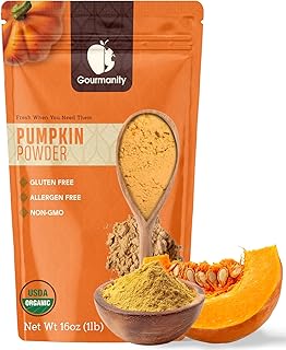 Gourmanity Organic Pure Pumpkin Powder Perfect for Cooking Your Halloween Soup and Adding to Your Pumpkin Pie Dishes, High in Fibre, 1lb Resealable Bag