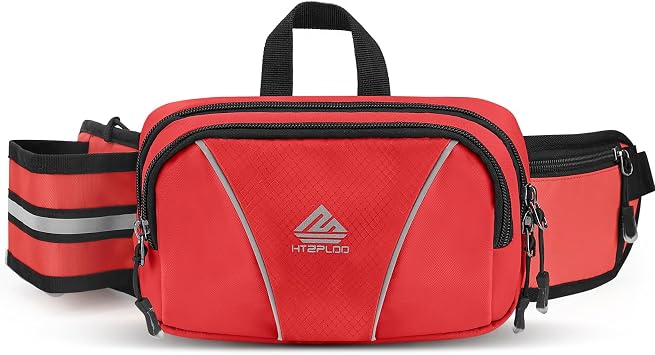 Fanny Pack for Men Women Waist Bag with Water Bottle Holder for Hiking, Travel,Dog Walking, Workout Red