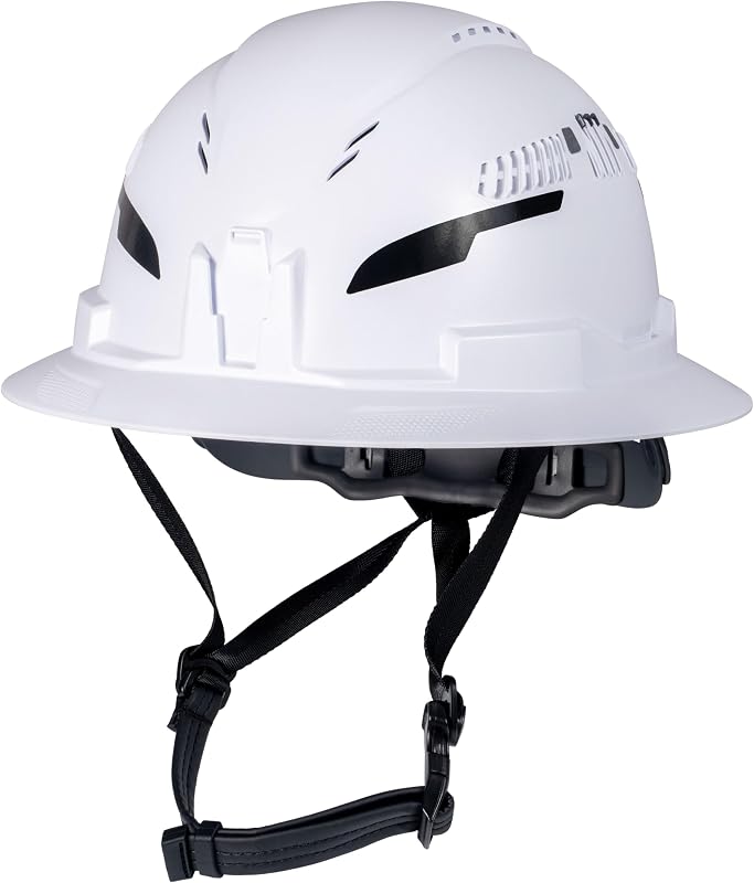 60401T2 Type 2 Hard Hat, Vented Full Brim, Class C Hard Hat with Chin Strap, 6-Point Suspension with Accessory Mounts and Washable Padding