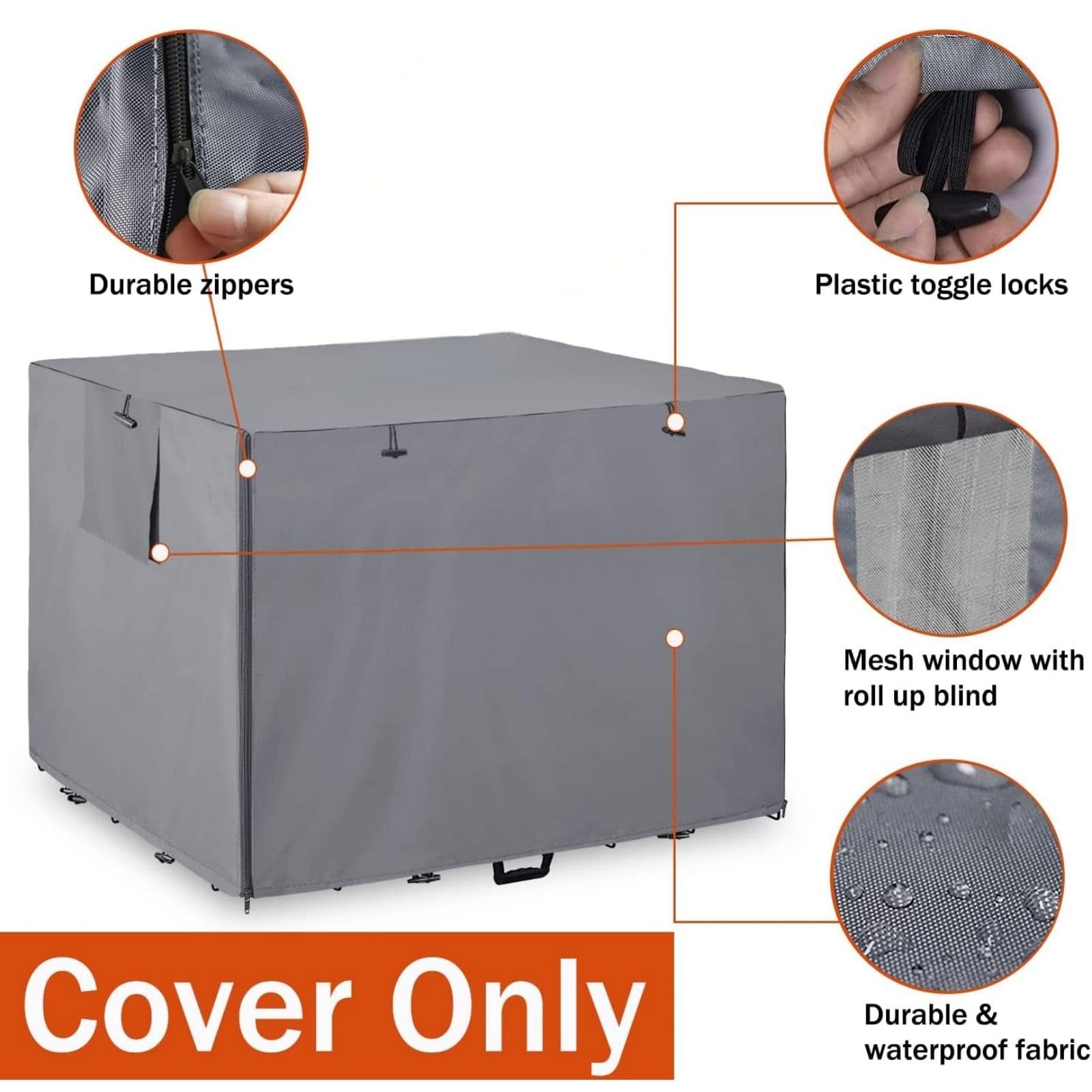 Genérico Funda para Jaula de Perros, Tela Oxford 210D Impermeable, Resistente al Viento y Polvo - Cubierta Transpirable con Ventana, Protección Solar para Exteriores (79(L) x50.8(W) x53(H) cm)