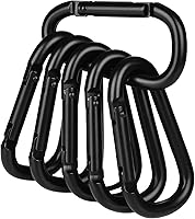 Booms Fishing CC2 2.3" Small Aluminum Carabiner Clips - 6 Pack Keychain D-Rings for Fishing, Hiking, Camping (55lbs Load)