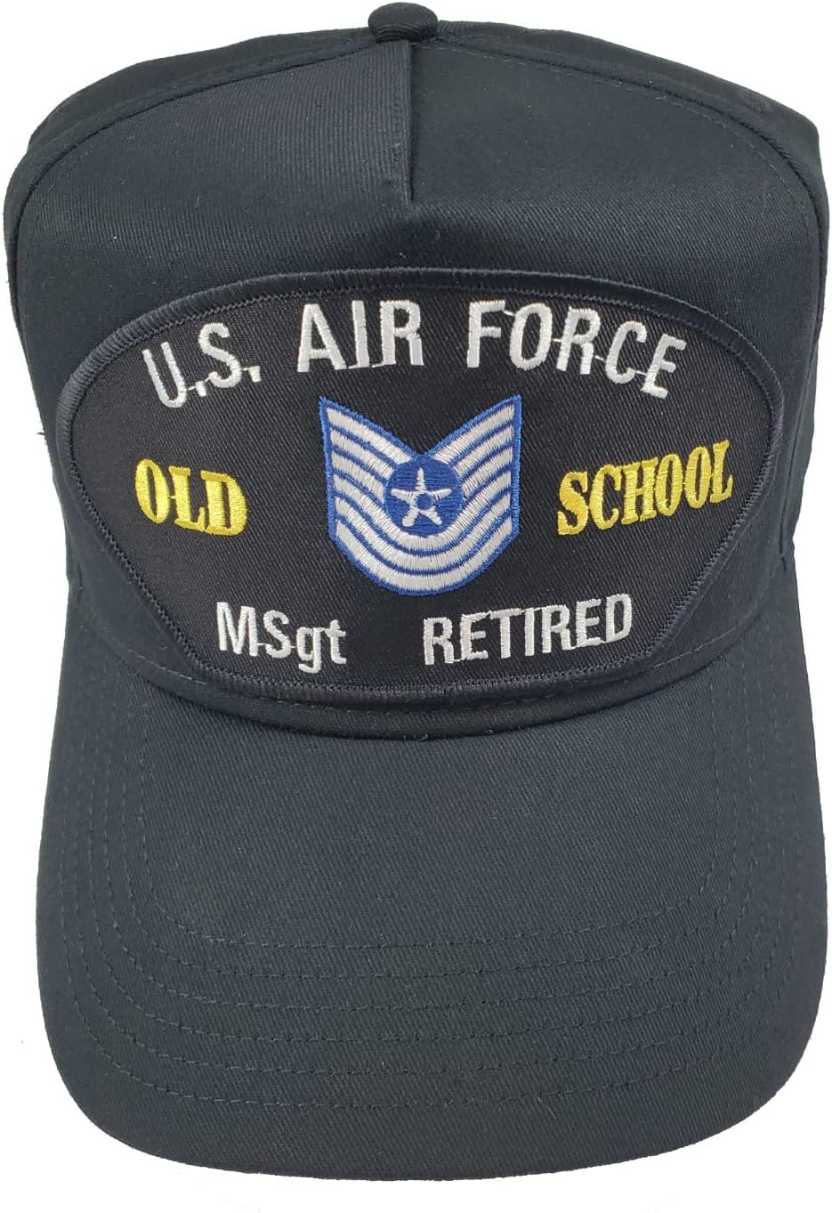 USAF MSGT Old School Retired Hat - Black Golf - Veteran Owned Business