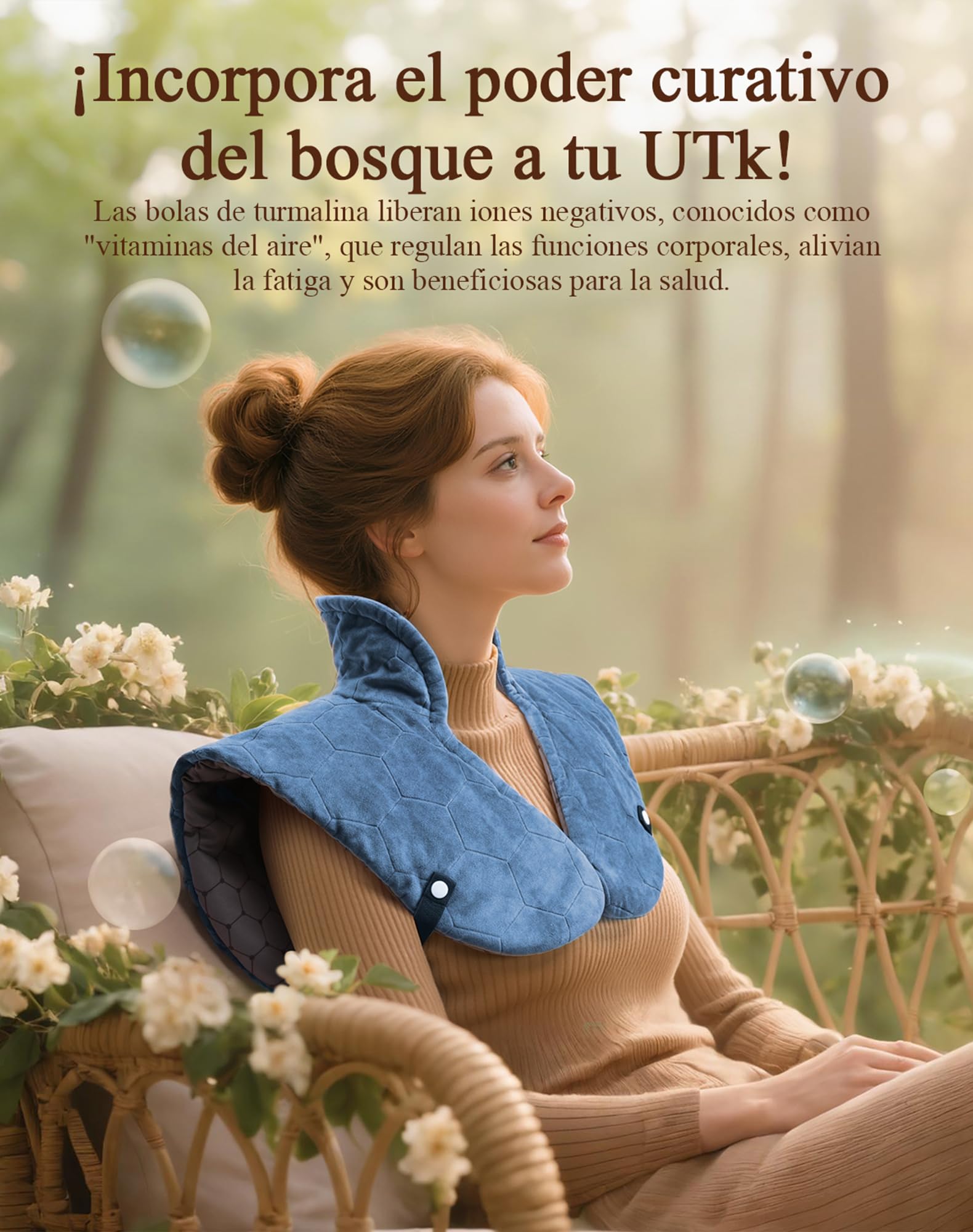 Utk Manta Electrica Espalda y Cuello, Regalo Madre, Manta Electrica Cervical, 30s Hombro Con Calentamiento Rápido, Hasta 70 °C, Equipado Con Banda Elástica, Egalo Mujer, Regalo Navidad (Azul)