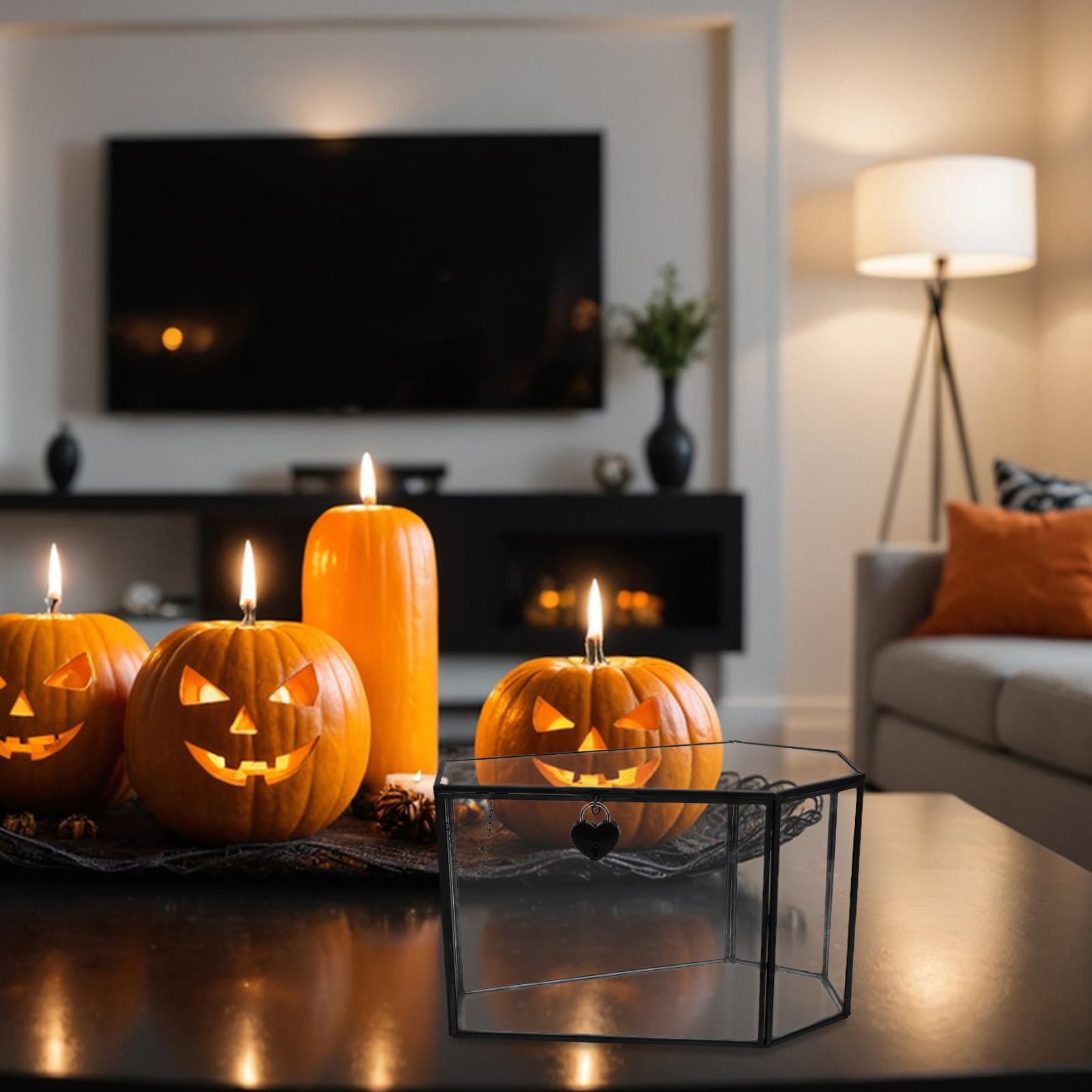 YARNOW Szklane Pudełko Wystawowe Kształcie Gotyckiej Trumny Przezroczysta Ręcznie Wykonana Szkatułka Biżuterię i Kolekcje Halloween Organizer Do Przechowywania Ozdób i Drobiazgów