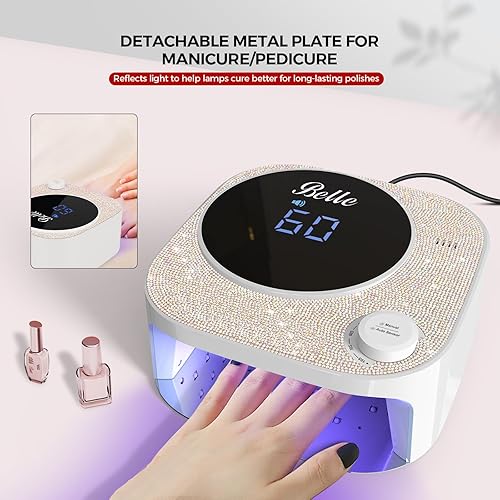 Miniatura 8 de Belle Taladro de uñas profesional, lima de uñas eléctrica brillante para uñas acrílicas, kit de taladro de uñas portátil inalámbrico, lámpara LED