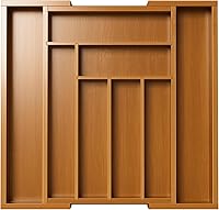 Vista 11 de Pipishell - Organizador de Cajones Extensible de Bambú para Soporte de Utensilios, Bandeja de Cubiertos Ajustable, Organizador de Divisores