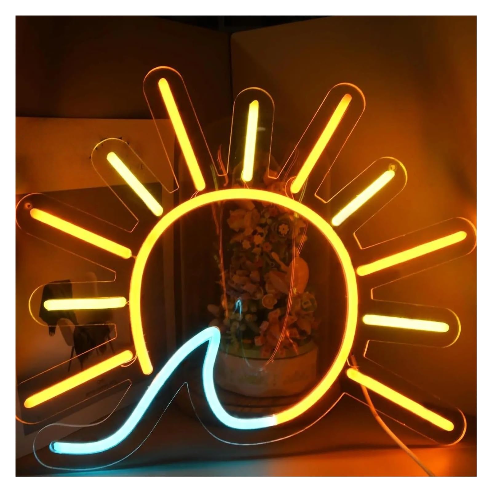 RONGCH Hanging Art Signs Sunrise Sunset Wave Neon Sign USB Dimmable LED Light for Man Caves Bedroom Wedding Beach Coastal Decor 35cmx30cm