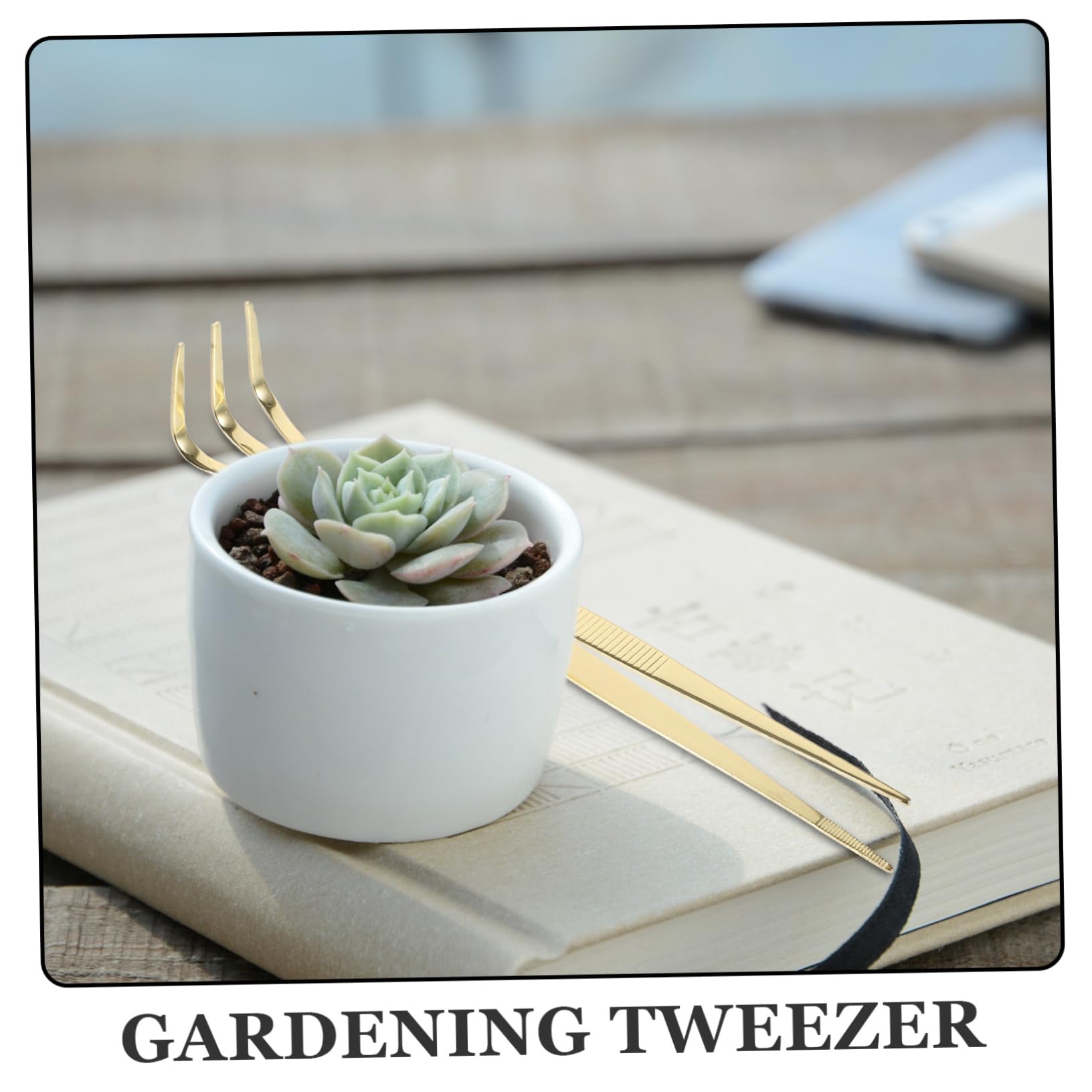 IWOWHERO Bonsai Tweezers Rake Craft Tweezers Straight Tweezers Bonsai Tool Supplies Crafting Tweezers Plants Tweezers for Crafts Bonsai Tools Garden Digging Tools Golden Stainless Steel