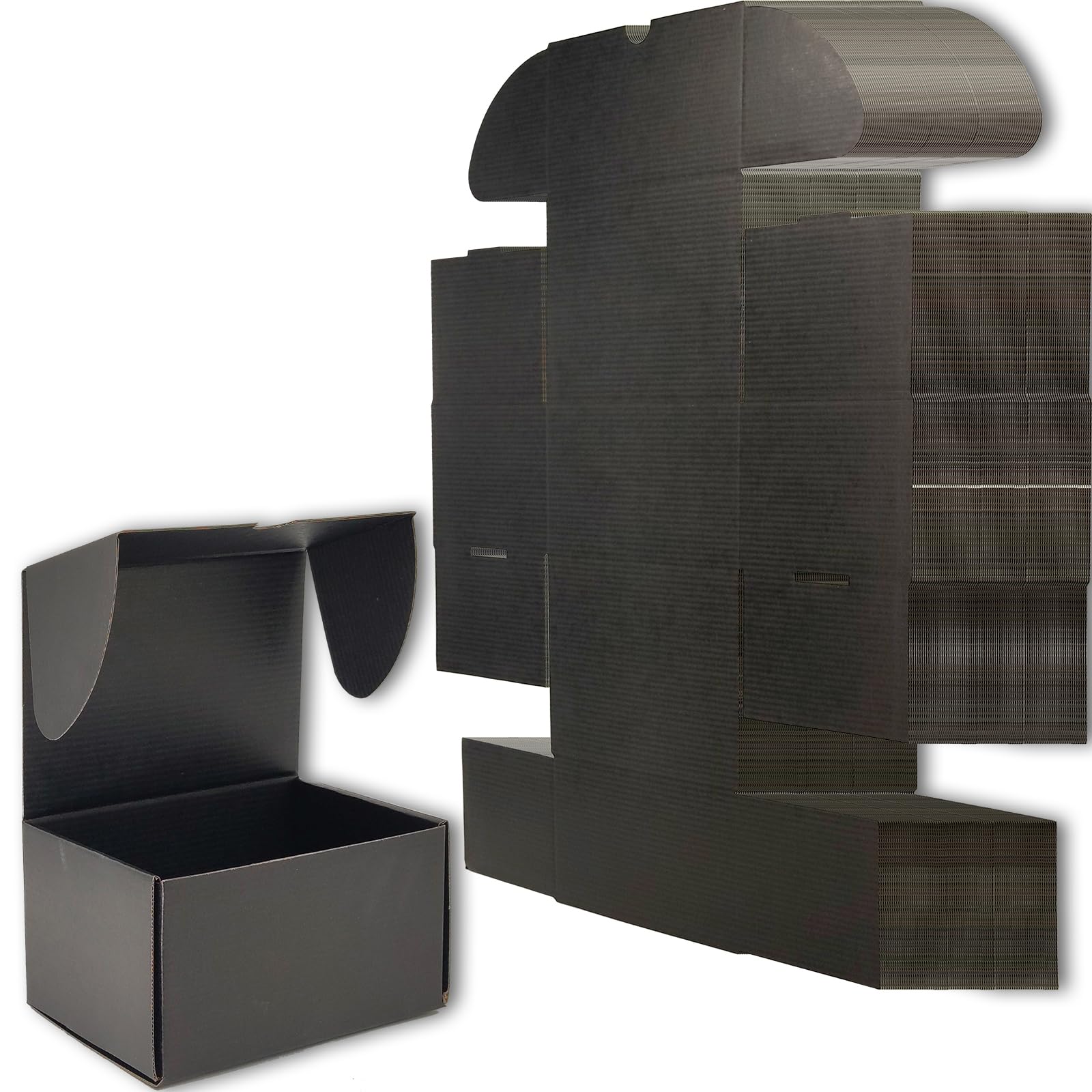 Lmuze 7x5x4 inches Small Shipping Boxes Set of 50 - Black Mailer Corrugated Cardboard Boxes for Shipping Packaging Mailing Products