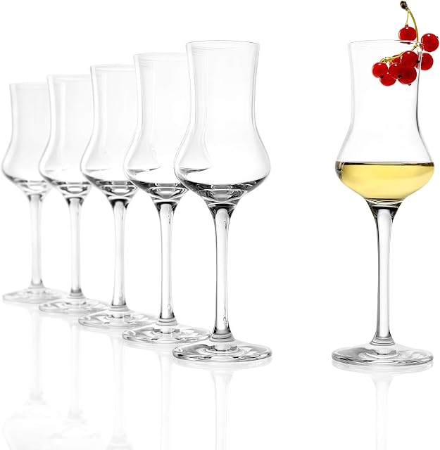 STÖLZLE LAUSITZ Szklanki Grappa, zestaw 6 sztuk, kieliszki do napojów z trzonkiem, szklanki do likieru, 90 ml, nadaje się do mycia w zmywarce, jak dmuchane ustami, doskonała jakość premium