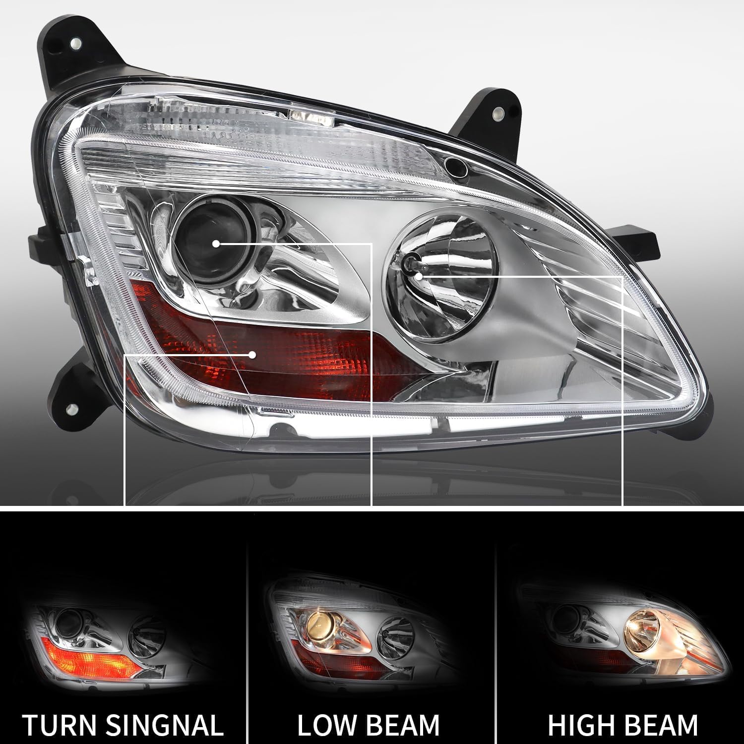 Halogen Headlights Fit for 2013-2020 Peterbilt 579 Headlamps Compatible with 2011-2018 Peterbilt 587 Trucks (Passenger Side)