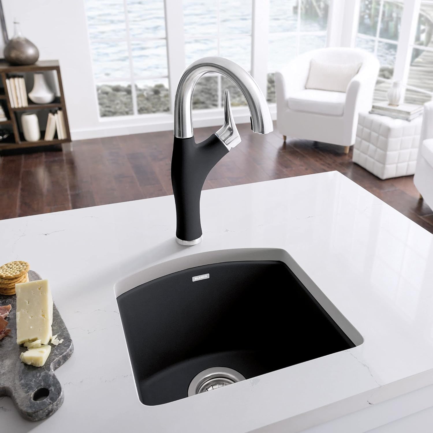 BLANCO, Anthracite 440204 DIAMOND SILGRANIT Drop-In or Undermount Bar Sink, 15" X 15"