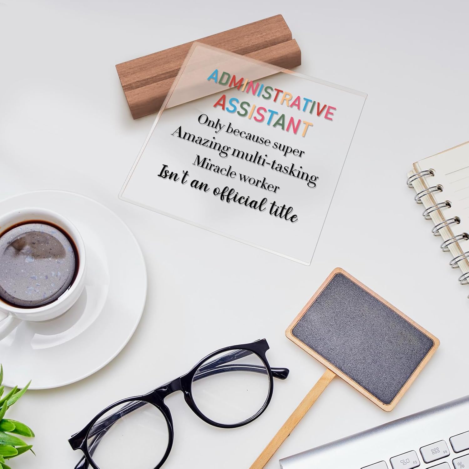 Administrative Assistant Gifts, Secretary Appreciation Gifts for Women, Clear Acrylic Sign with Wooden Stand for Secretary Desk Table Shelf Decoration Office - Image 7