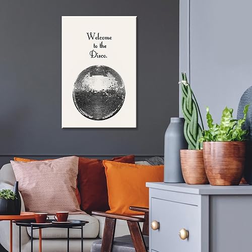 Miniatura 6 de Trendy Welcome To The Disco Canvas Wall Art 70s Personalized Disco Ball Welcome Poster Retro Preppy Cool Girl Room Aesthetic Paintings For Bedroom