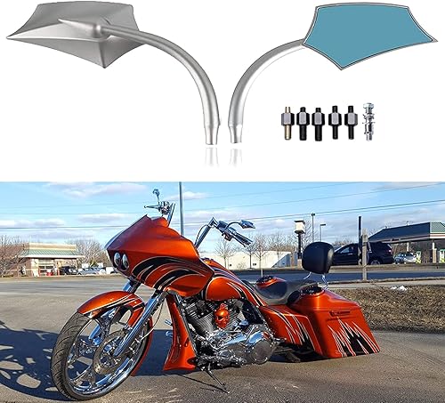 Miniatura 3 de Espejos laterales de vista trasera de 8mm10mm en plata para motocicletas, compatibles con Cruiser Chopper Sportster Dyna Softail, bicicleta de