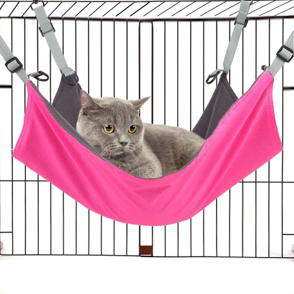 Tacobear Cat Hammock Bed Hanging Pad Pet Cat Cage Soft Bed for Rabbit Ferret Dogs or Small Pet Red