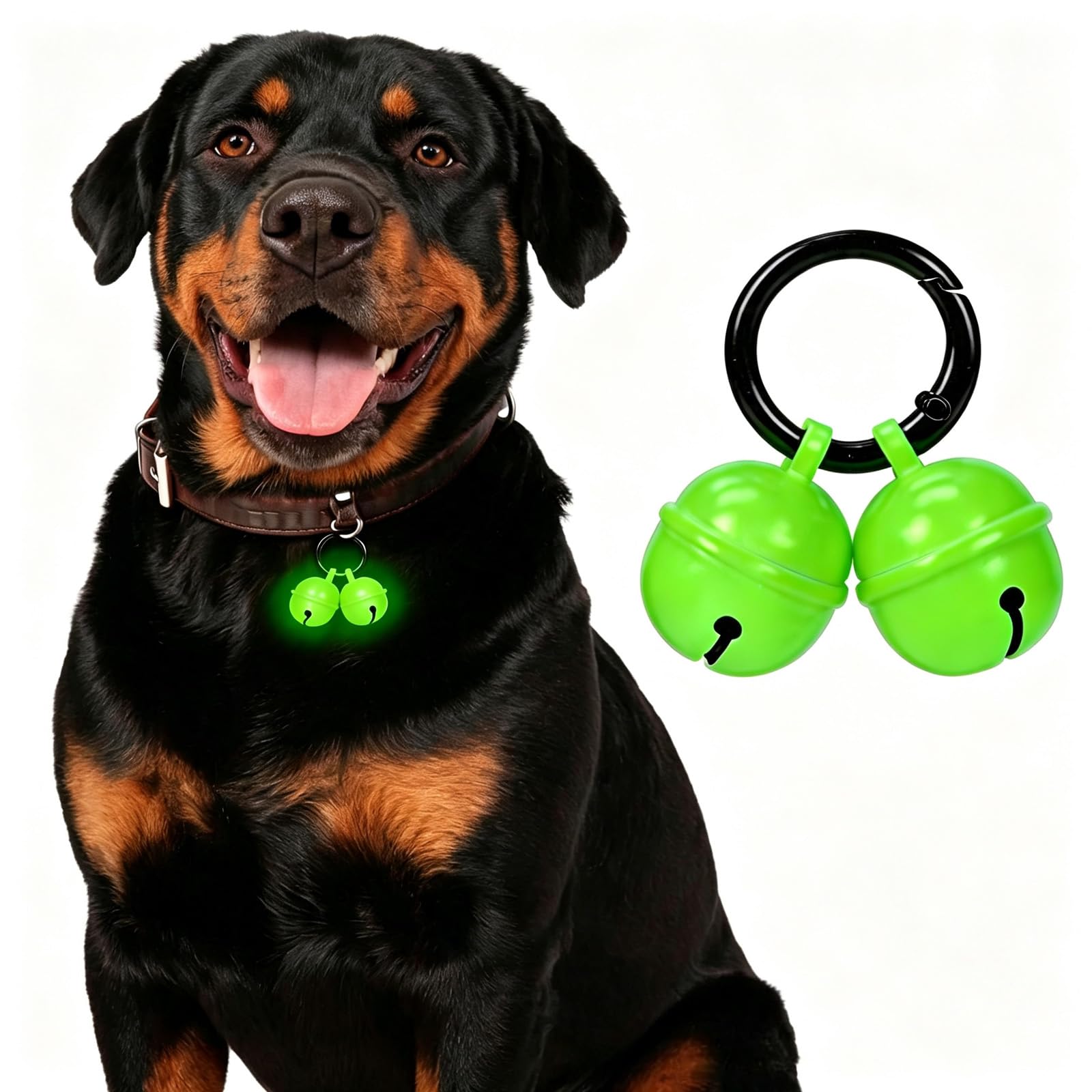 Foverin Glow in The Dark Dog Bells, Copper Pet Collar Bells, Extra Loud Jingle Bell for Wildlife Protection & Night Tracking, Easy Clip on Cat Dog Collar Accessories