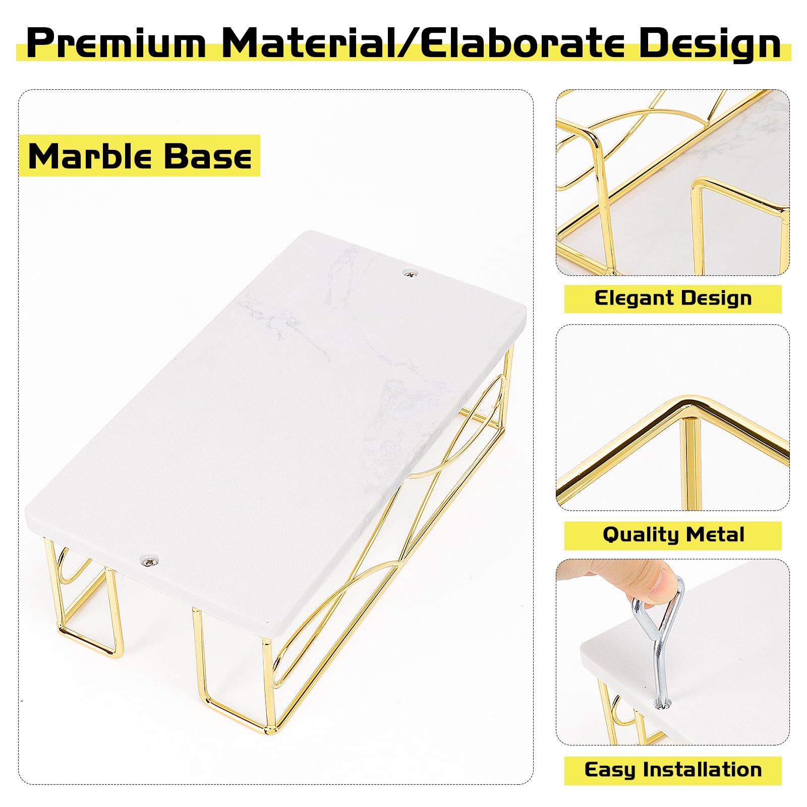Servilletero con base de mármol, dispensador de papel de toalla de invitados para mesa, moderno soporte de servilletas de metal, ideal para todos los accesorios de decoración de cocina