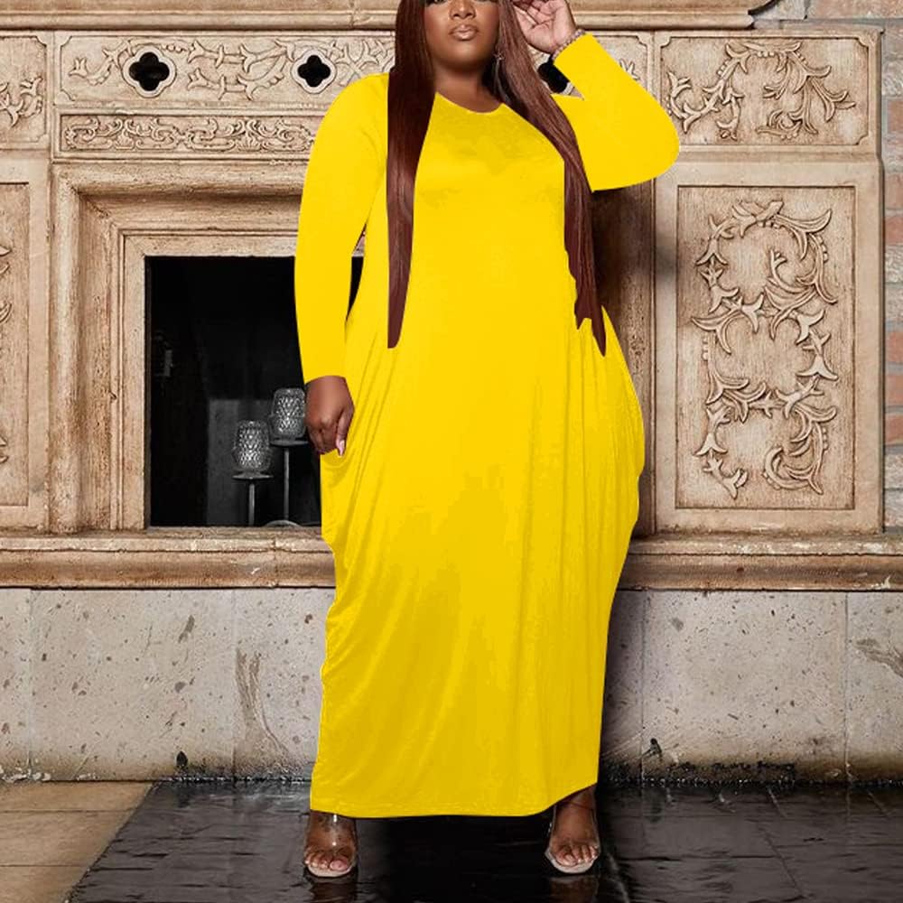 Women's Plus Size Casual Maxi Dresses Short Sleeve Loose Beach Dress Sundress with Pockets - Image 3