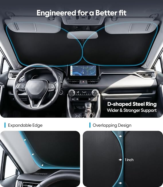 Wigoo Car Windshield Sunshade, S2(59x33), Foldable, Keeps Interior Cool