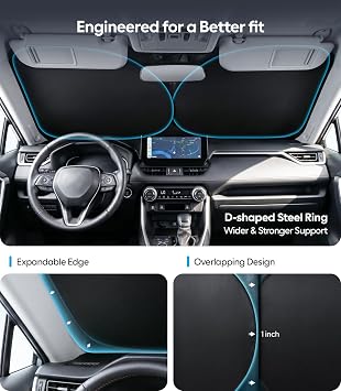 Wigoo Car Windshield Sunshade, S2(59x33), Foldable, Keeps Interior Cool