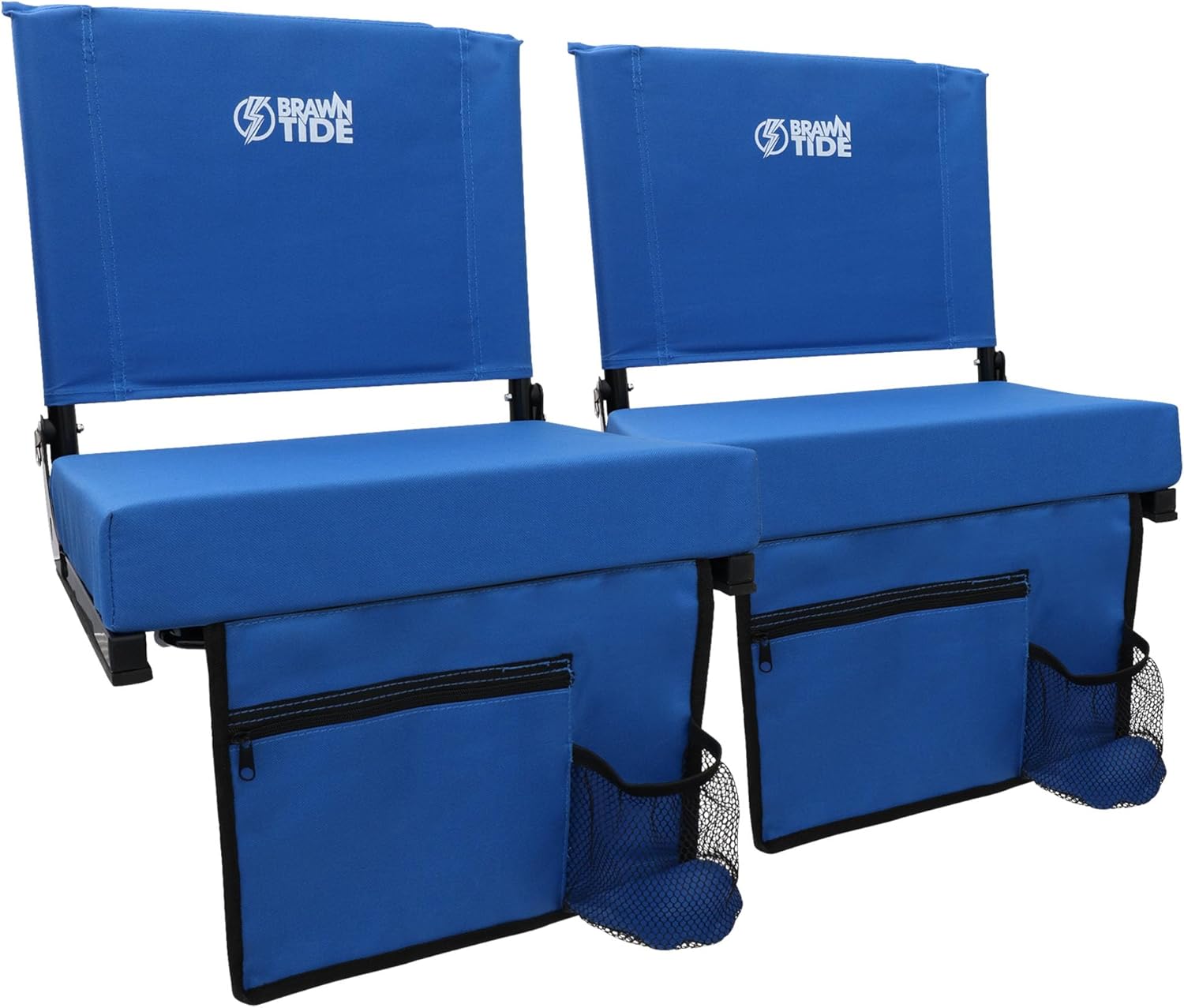 BRAWNTIDE Wide Stadium Seat - Extra Thick Cushion, Great Back Support, Lightweight Chair, Multiple Storage Pockets, Compact, Ideal for Sporting Events