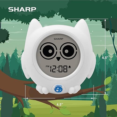 Miniatura 7 de Sharp Entrenador de sueño listo para despertar búho, reloj para niños que cambia de color, listo para subir, luz nocturna de proyección de techo y