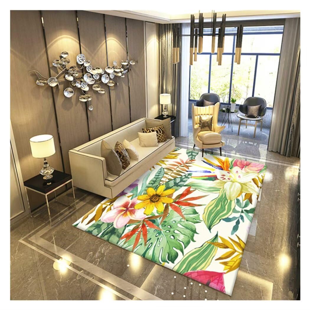 Tapis de décoration de chambre de fille ou salon fleuri 200x250cm doux et sain