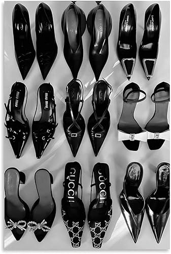 Póster de tacón en blanco y negro Y2K, pósteres de lujo vintage de lujo, impresiones de moda retro, arte de pared en lienzo para dormitorio, sala de