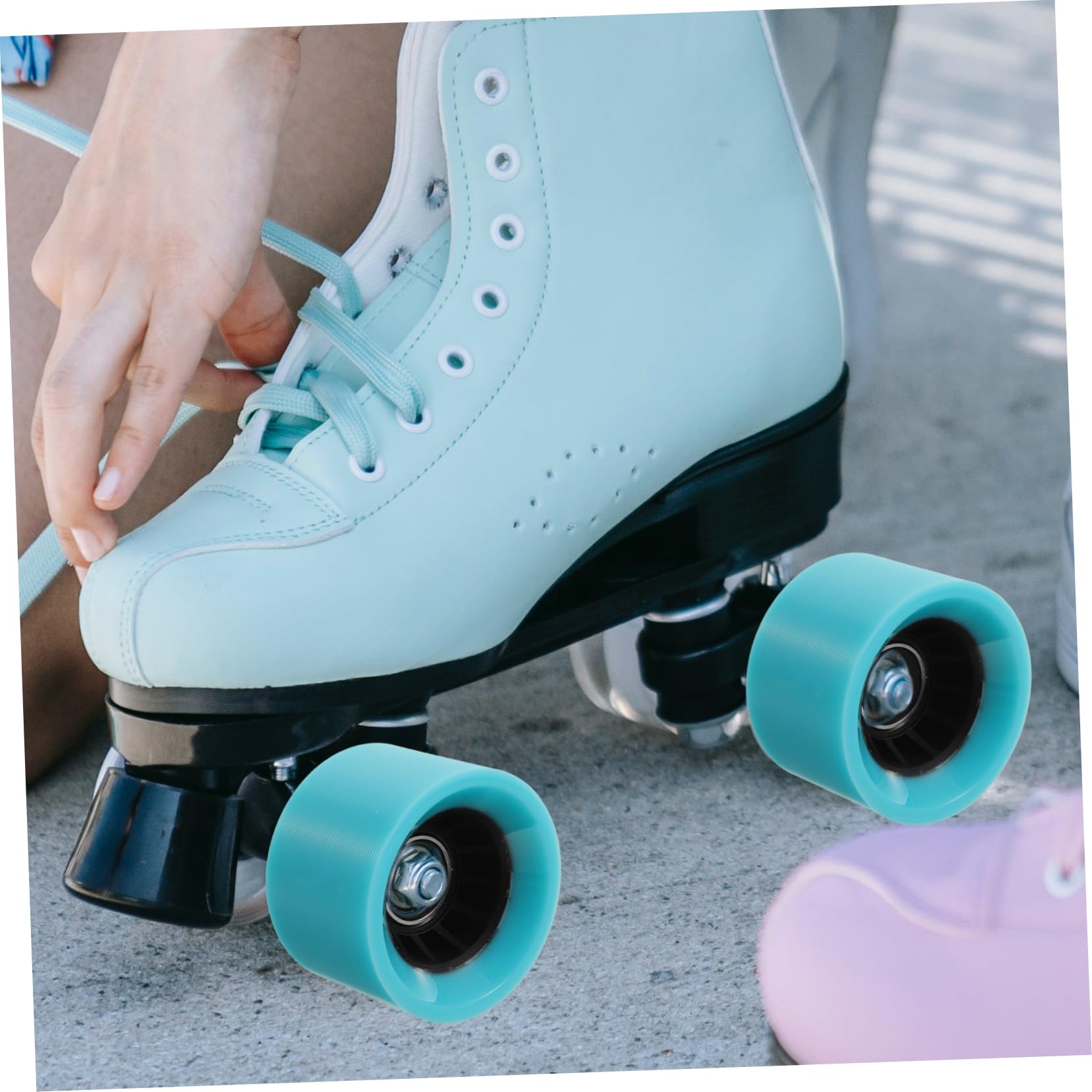 GOOHOCHY Skateboard Supply 4pcs Double Row Roller Skate Wheels 95a Hardness Replacement Wheels for Boys and Girls and Adults