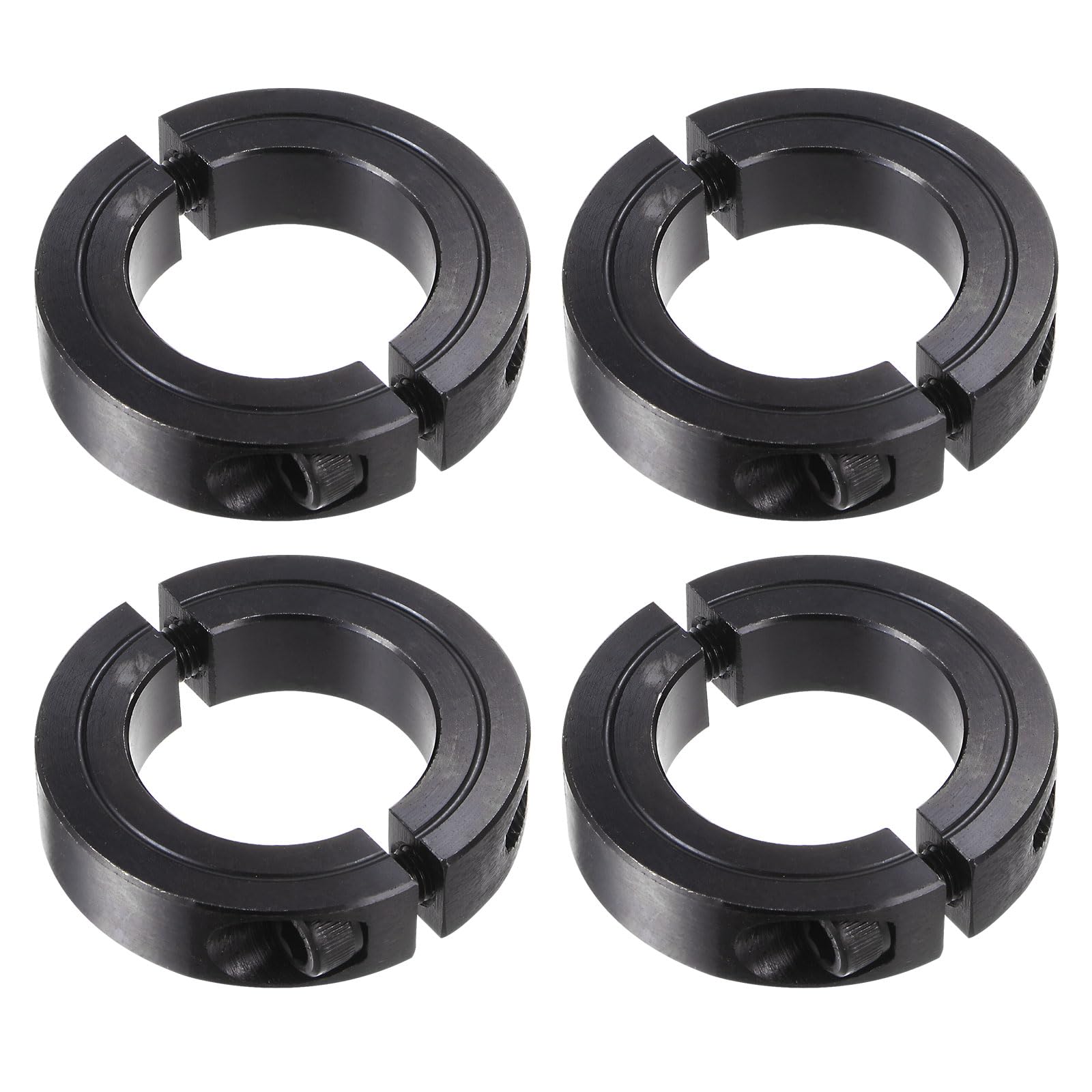 WorkBless 4packs Double Split Shaft Collar for 1-1/4" Rod 2-1/16" OD 1/2" Clamp-On Collar
