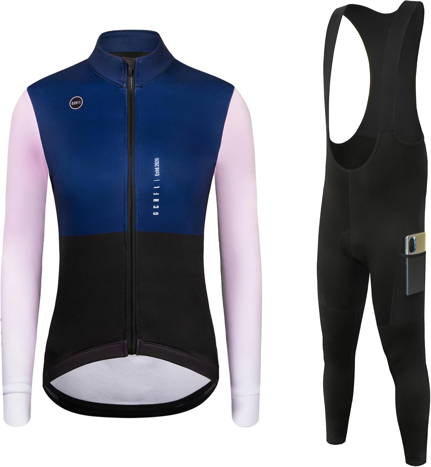 GCRFL Winter Thermal Women's Cycling Jacket Windproof Cold Weather Bike Pants Bicycle Clothing Set Softshell Windbreaker